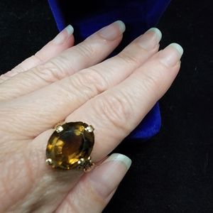 Vintage 14K gold smoky quartz ring